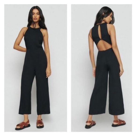 NEW Reformation Lucia Jumpsuit Sz 12 Black Cut-Out - Picture 1 of 11